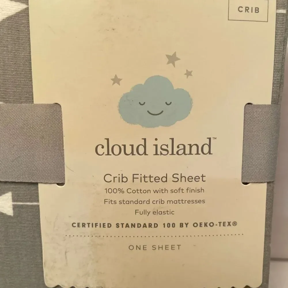 Cloud Island Gray Crib Fitted Sheet